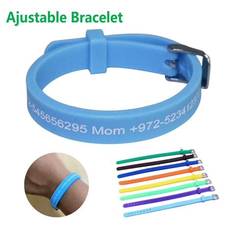 verstelbare custom armbanden gegraveerd telefoonnummer armbanden autism kids polsband anti