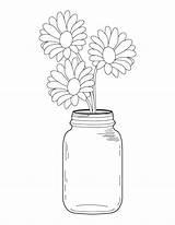 Jar Mason Coloring Daisy Pages Drawing Bouquet Marble Template Etsy Getcolorings Printable Getdrawings Stars Flower Sold sketch template