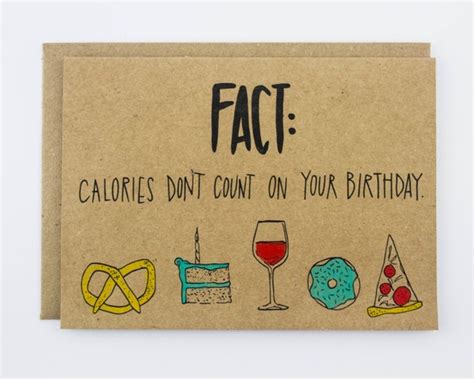 calories don t count on your birthday illustrated card