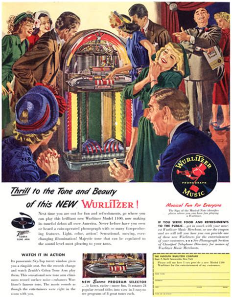wurlitzer phonograph music 1947 mad men art vintage ad art collection