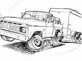 Truck Ford Coloring Pages Old Drawings Drawing Trucks Sketch Pick F100 Pickup F350 1973 Colouring 4x4 Printable Adult 1953 Custom sketch template