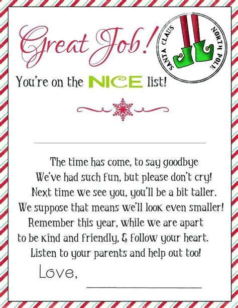 Free Printable Goodbye Letter From Elf On The Shelf Printable Word