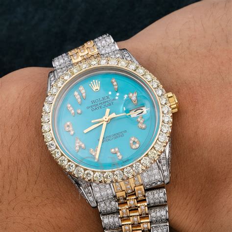 rolex datejust  mm turquoise diamond dial   ct diamonds omi jewelry