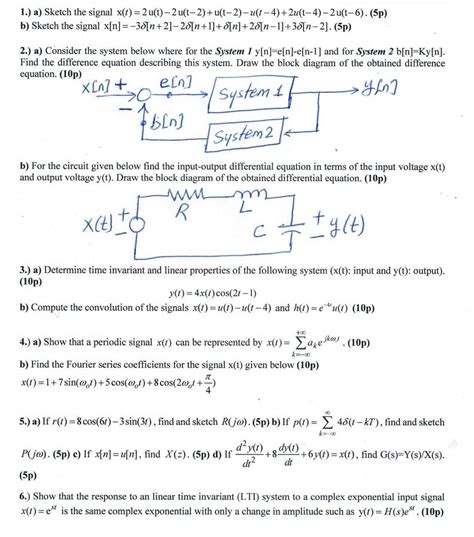 solved 1 a sketch the signal x t 2 u t 2