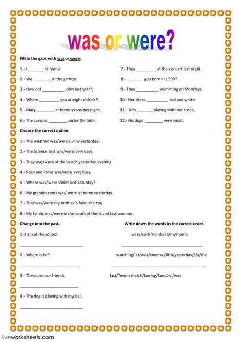 was were exercises pdf
