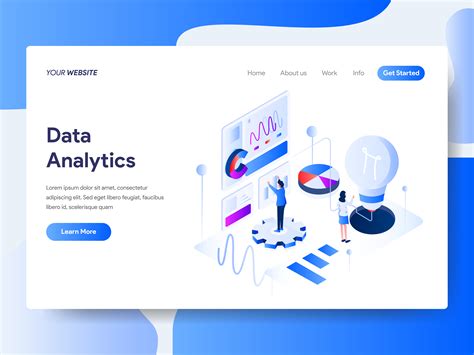 landing page template of data analysis isometric illustration concept