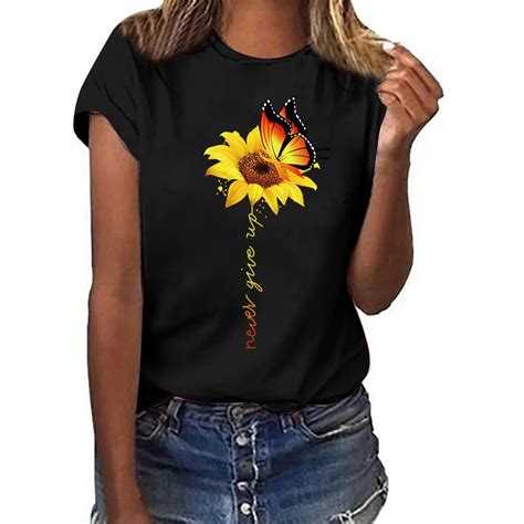 new cool harajuku fashion graphic tees women sun flowers print t shirt