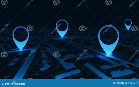 night gps navigator location  city map  place  place  vector stock vector