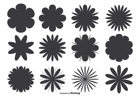 assorted flower shape set   vector art stock graphics