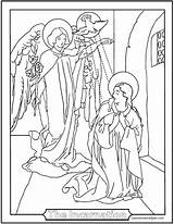 Mysteries Rosary Joyful Annunciation sketch template