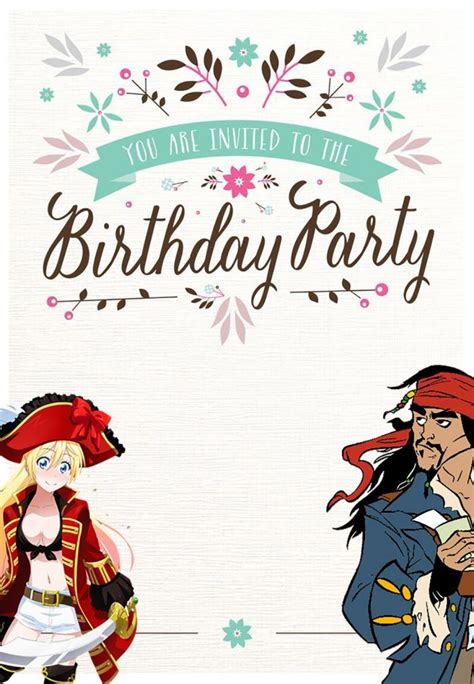 printable pirate birthday invitation card pirate birthday