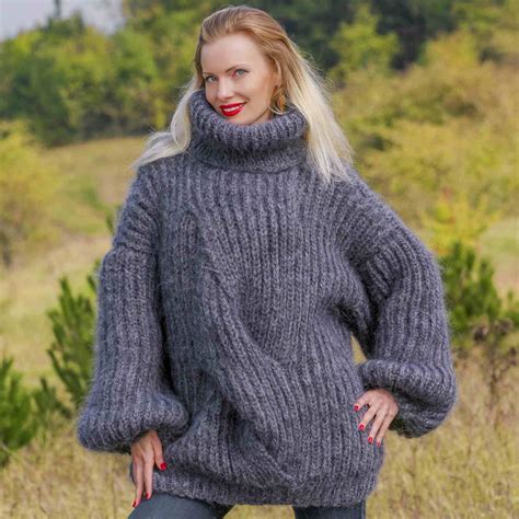 Made To Order Grey Fuzzy Thick Winter Sweater Gray Mohair Sweater
