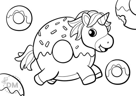 sweet unicorn donut coloring page  kids donut coloring page