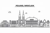 Landmarks Wroclaw Linear Sights Cityscape sketch template