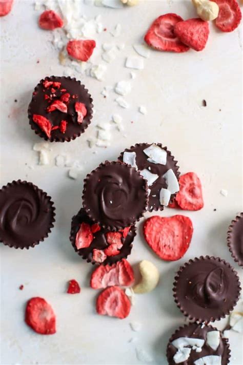 Chocolate Strawberry Coconut Cashew Butter Cups • Fit Mitten Kitchen
