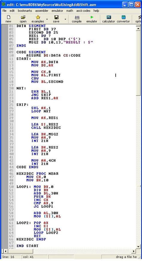 Writing Assembly Language Code For Multiplication Thesisprinters Web