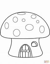 Mushroom Coloring House Pages Printable Drawing Mushrooms Easy Color Print Adults Supercoloring Drawings Dot sketch template