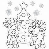 Christmas Coloring Pages Preschoolers Printable Tree Reindeer sketch template