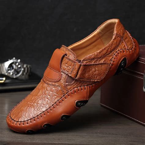 luxury casual shoes men loafers genuine leather flat slip  high quality designer casual shoes