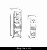 Vector Illustration Books Bookshelf Shelves Alamy Bookcases Various Two sketch template