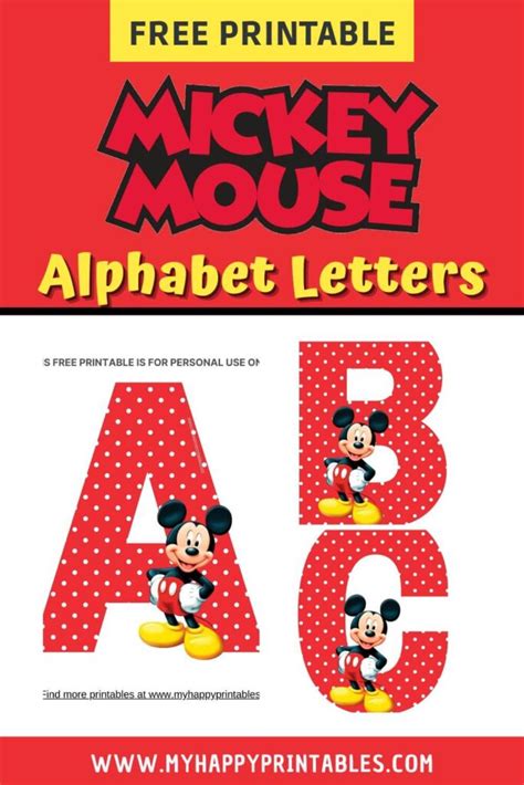 printable mickey mouse alphabet  happy printables