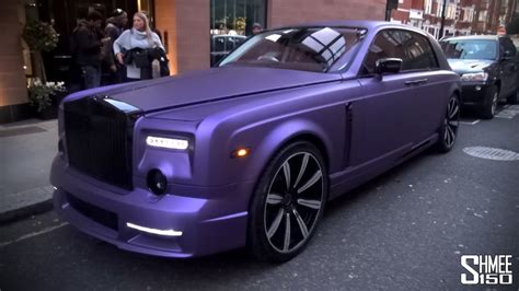 purple mansory rolls royce phantom  london youtube