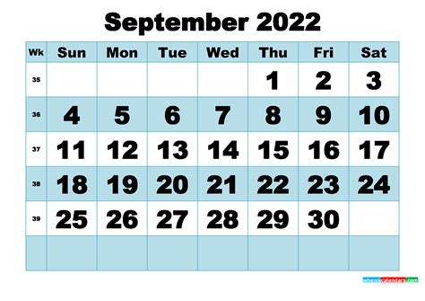 printable september  calendar word  image