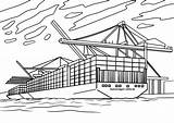 Ausmalbilder Containerschiff Schiffe Boote Ausmalen Malvorlagen Entladen sketch template