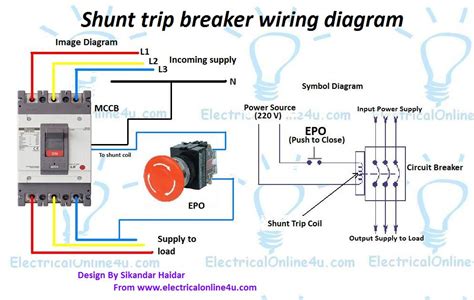 shunt trip breaker wiring diagram explanation electrical