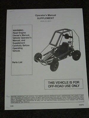 manco model    kart parts list operators manual cart ebay