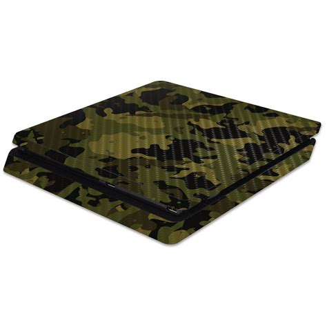 camo skin  sony ps slim console protective durable textured carbon fiber finish easy