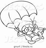 Parachuting Parachute Vector Skydiver Down Earth Happy Drawing Clipart Royalty Stock sketch template