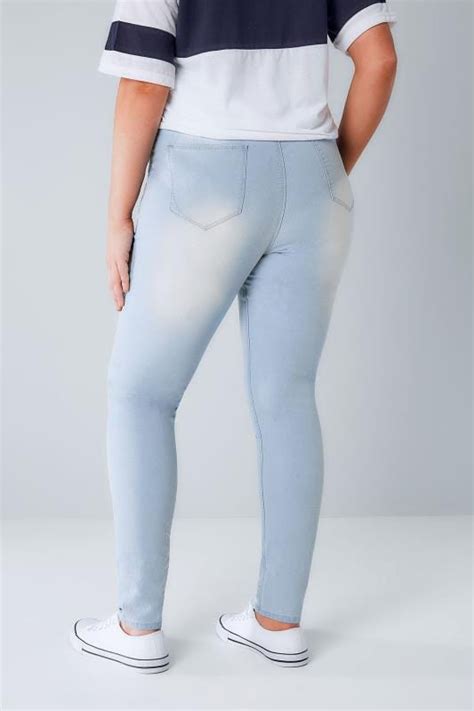 blue bleach wash 5 pocket skinny ava jeans plus size 16 to 32