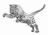 Tiger Coloring Geometric Tigers Patterns Pages Adult Animals Tigre Mandala Adults Animal Colour Board Printable Stress Anti Justcolor Zentangle Choose sketch template