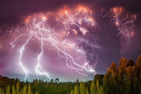 stunning   colossal lightning  massive volcano eruption
