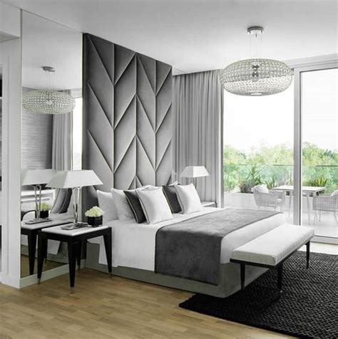 shevron wall panels   upholstered walls luxury bedroom design