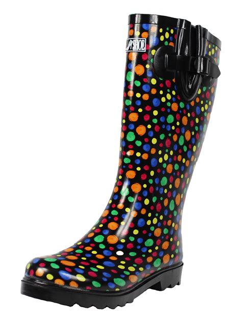 fashion rain boots  women dot pattern rubber waterproof womens rain shoes anti slip work