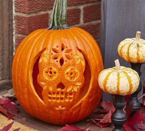 carve  sugar skull pumpkin  homes gardens