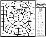 Number Color Winter Math Addition Coloring January Subtraction Choose Board Numbers December sketch template