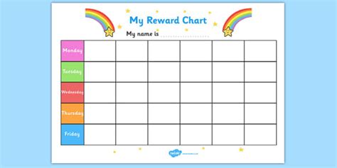 reward chart rainbows  reward chart space chart