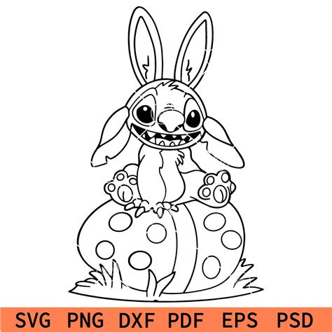 stitch easter sitting  egg svg stitch  bunny ears svg bunny
