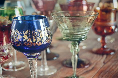 Vintage Colored Glass Goblets Stardust