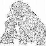 Coloring Pages Dog Hard Puppy Colouring Labrador Pinscher Adult Printable Miniature Cat Mandala Adults Getcolorings Getdrawings Zentangle Doodle Cute Animal sketch template