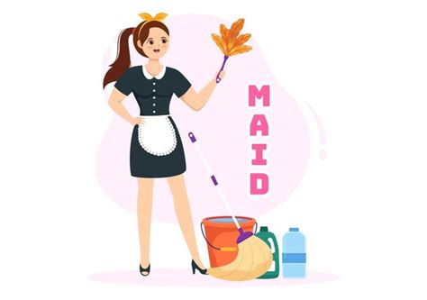 Ilustração De Empregada Doméstica De Serviço De Limpeza Usando Seu