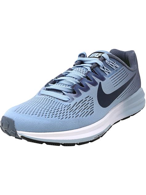 nike nike womens air zoom structure  armory blue navy ankle high mesh running shoe
