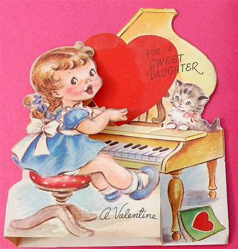 sweet daughter vintage valentine cards kittens vintage