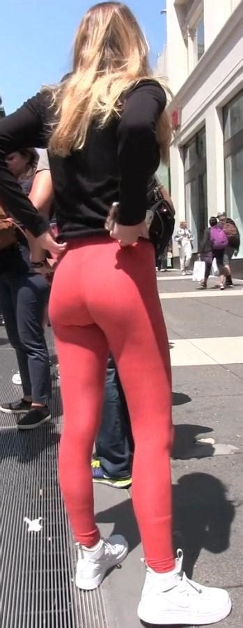 awesome candid ass in red leggings sexy candid girls with juicy asses