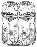 Dragonfly Coloring Zentangle Doodle Pages Drawing sketch template