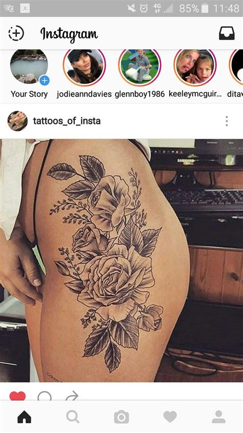 Thigh N Hip Floral Design Floral Design Tattoos