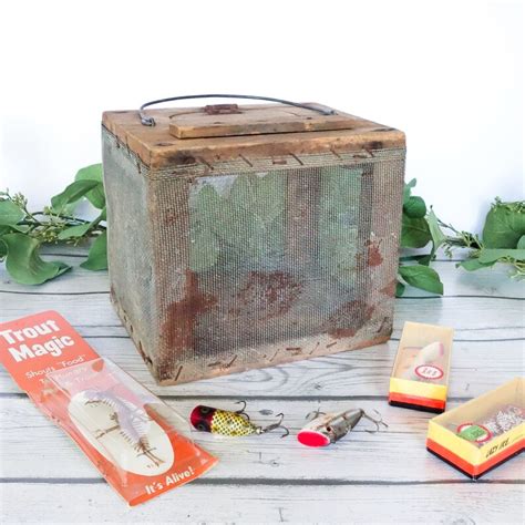 vintage hand  wooden cricket box primitive bait box etsy